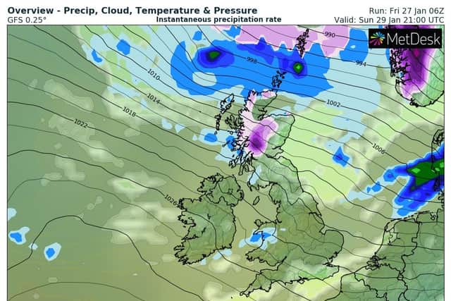 WXCharts predicts Scotland will see the most snowfall before the end of the month 
