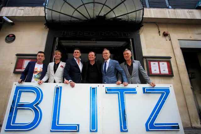 Rusty with Spandeau Ballet outside Blitz nightclub in 2014. (Photo by John Phillips/Getty Images)