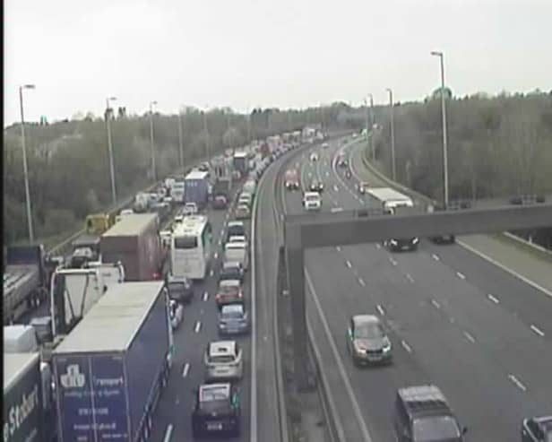 Heavy traffic was building on the M6 following a crash near Preston (Credit: National Highways)