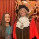 Ate you the next youth mayor?  Pictured, The Mayor of Wyre for 2024/5, Coun Jane Preston, with  Youth Mayor, Macey Rainbow (left)