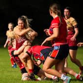 Lancaster Lionesses' Kayla Heglas fights through the line