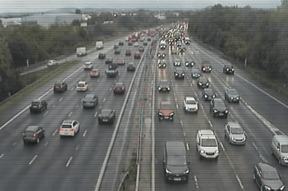 Traffic is currently being held in both directions on the M6 within J33 near Lancaster due to a collision.