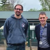 Matt Hutchinson (MOORFS) and headteacher Roger Shone.