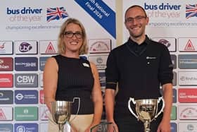 Pawel Samowedziuk with Kathryn Pulham, president of the Confederation of Passenger Transport, at the awards ceremony in Blackpool.