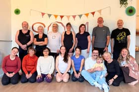 Some of SOMA's community after enjoying a birthday yoga class.