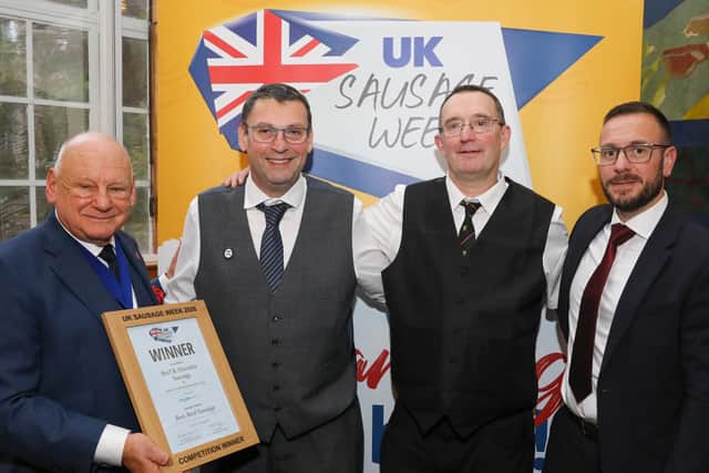 Mark & Sean receiving the Best British Beef Sausage award