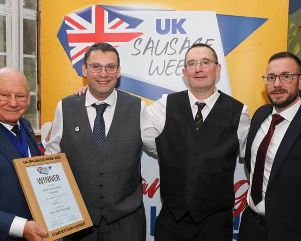 Mark & Sean receiving the Best British Beef Sausage award