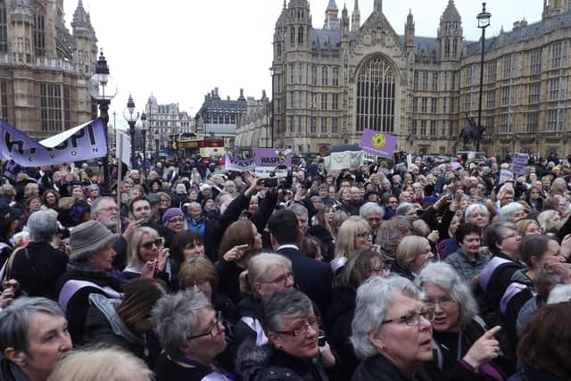 WASPI Supporters outside Westminster