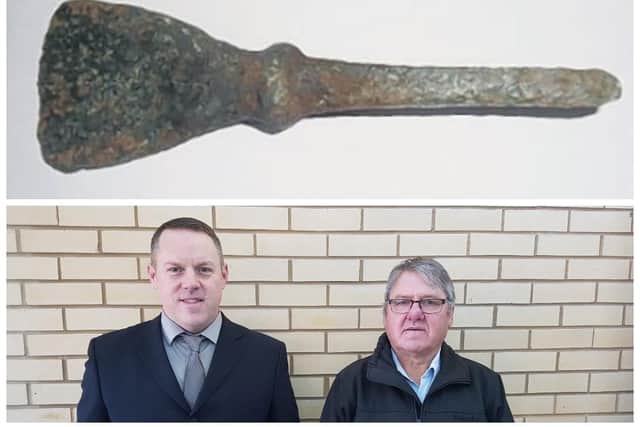 The Bronze Age chisel found by Matthew Hepworth and David Kierzek has been declared as treasure