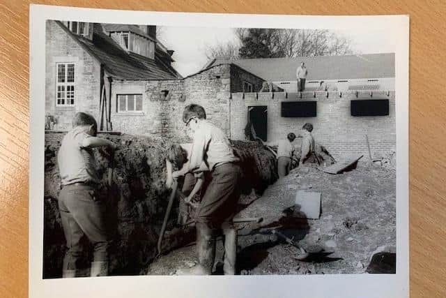 Bentham Grammar School feature. Boys working on the foundations of the outdoor swimming pool - 1966? Picture courtesy of Bentham Grammar School.