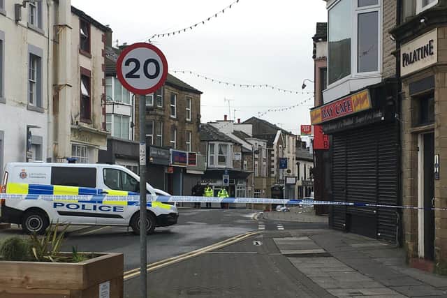 Queen Street in Morecambe following a recent knife attack.