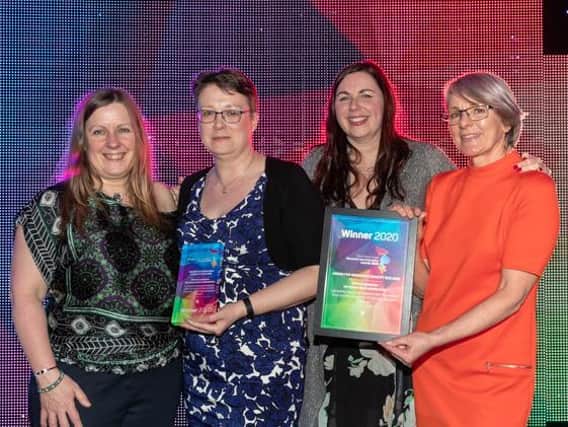 UCLan and LTHTR staff receiving the Research Capacity Building Award at the annual North West Coast Research and Innovation Awards ceremony