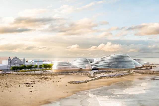 An artists impression of Eden Project North, a proposed new attraction for Morecambe . Credit: Grimshaw Architects