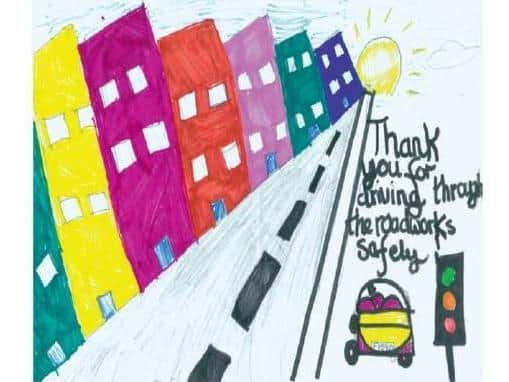 Stanah Primary School's winning a design-a-sign road safety competition entry