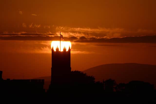 Lancaster Priory at sunset.