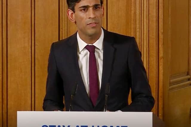 A screen-grab of Chancellor Rishi Sunak speaking at a media briefing in Downing Street, London, on coronavirus (Covid-19). (Picture: PA Video/PA Wire)