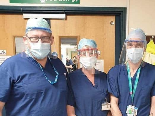 Staff at the RLI with some of the face visors.