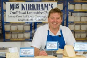 Graham Kirkham with Mrs Kirkham's famed traditional Lancashire cheese
