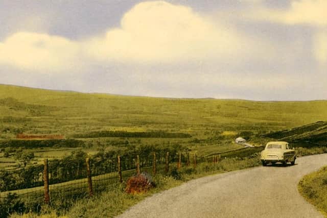 Vintage postcard of the view from Jeffrey Hill, near Longridge