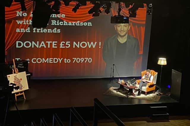 Comedian Jon Richardson on stage during the comedy evening to raise money for St John's Hospice.