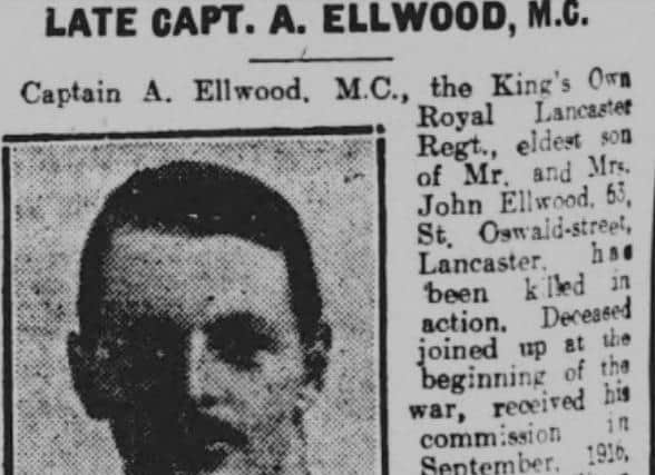 Captain Ellwood's death notice in the paper at the time.
