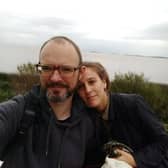 Ana and Peter beside the Rio de la Plata in Uruguay.