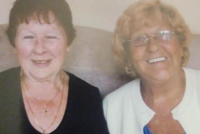 Christine on the right with her sister Doreen.