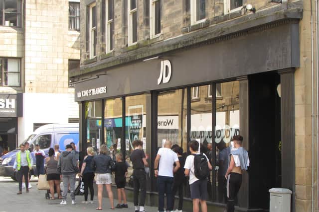 Queues outside JD Sports in Lancaster.