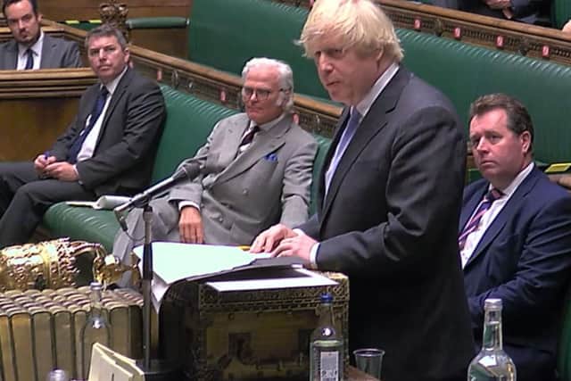 Prime Minister Boris Johnson giving a statement in the House of Commons, London, on the reduction of further lockdown measures. (Credit: House of Commons/PA Wire)