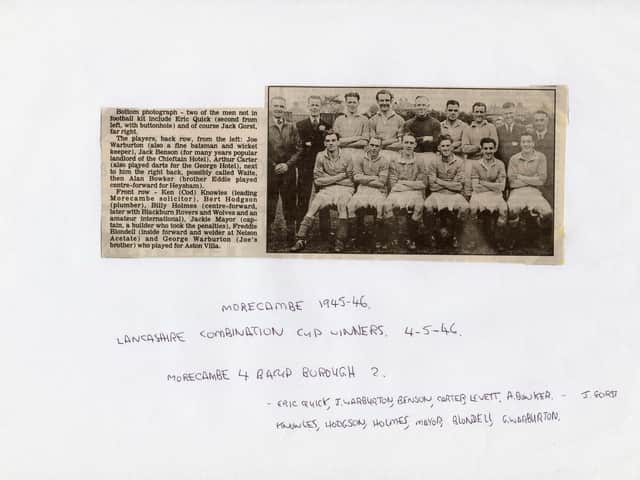 The Morecambe FC team of 1945/46