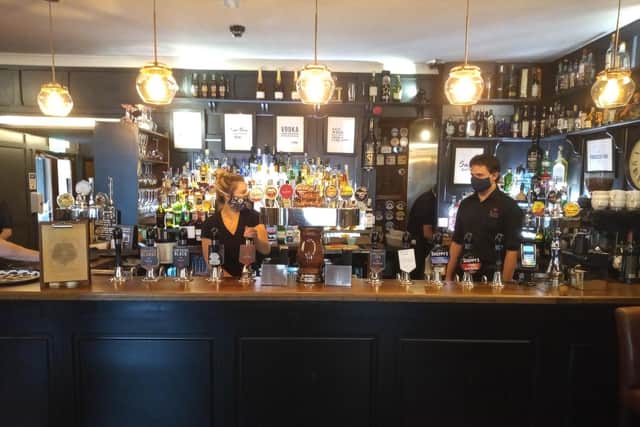 The bar at The Sun Inn, Lancaster.