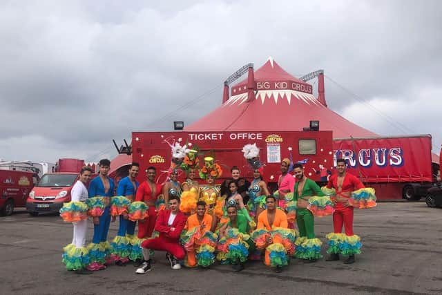 The Big Kid Circus artists currently stranded in Morecambe. Photo by Big Kid Circus