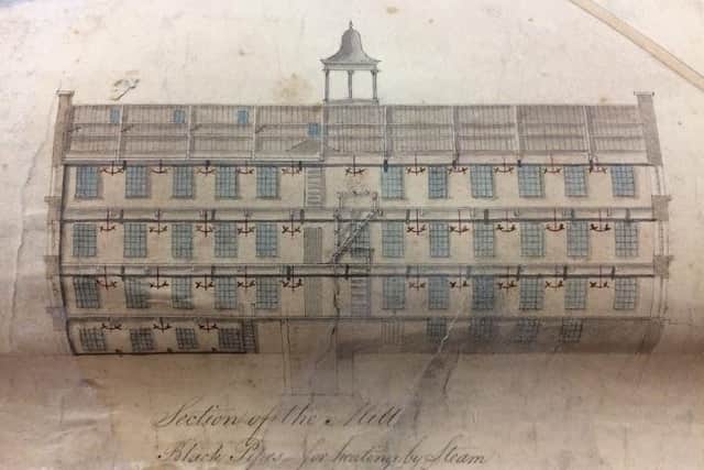 A sectional drawing, dating to between 1810 and 1818. Thought to be one of the earliest drawings of a gas lit building.