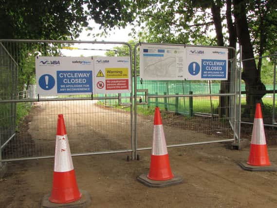 Much of the shared use path has been closed off to allow the work to take place.