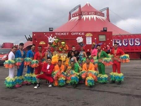 Some of the Big Kid Circus performers who have been stranded in Morecambe since lockdown began. Pic: Big Kid Circus