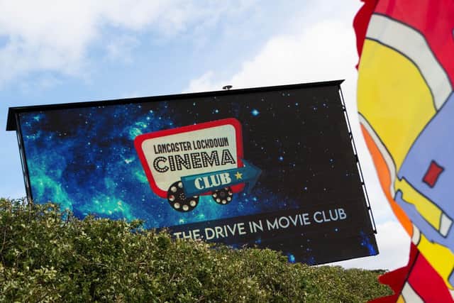 The cinema screen at the Lancaster Lockdown cinema club.Photo: Kelvin Stuttard