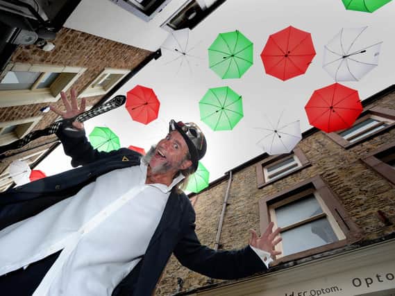 Lancaster's first ever Italian Festival, Festa Italia, featured compere Martin Houghton, pictured here in 2018 under the umbrella display. Picture by Paul Heyes
