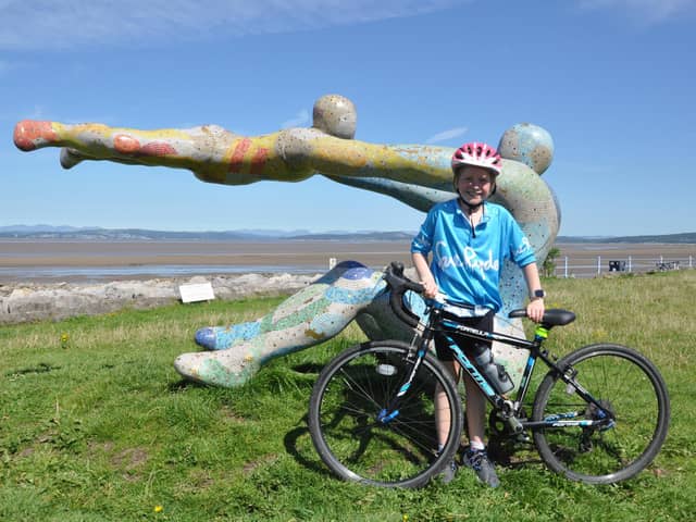 Nell Baker at the end of her charity bike ride.