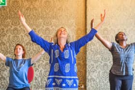 Helen Gould, Mel Brierley and Elisa Macauley, who run the Dance and Parkinson's classes in rehearsal for the dvd and Youtube classes available soon.