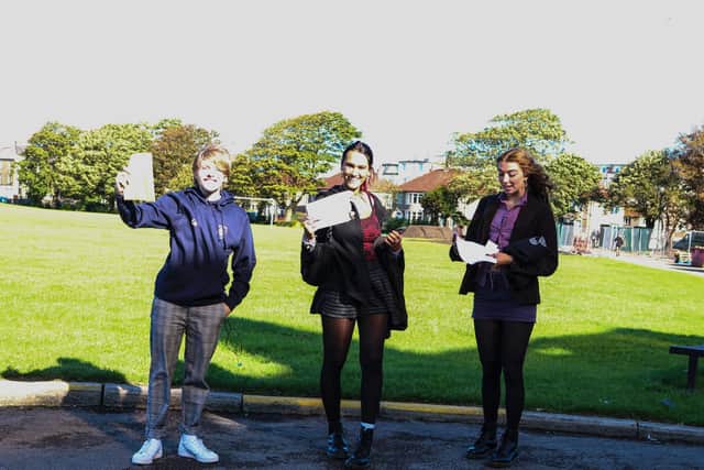 Morecambe Bay Academy pupils celebrate their GCSE results.