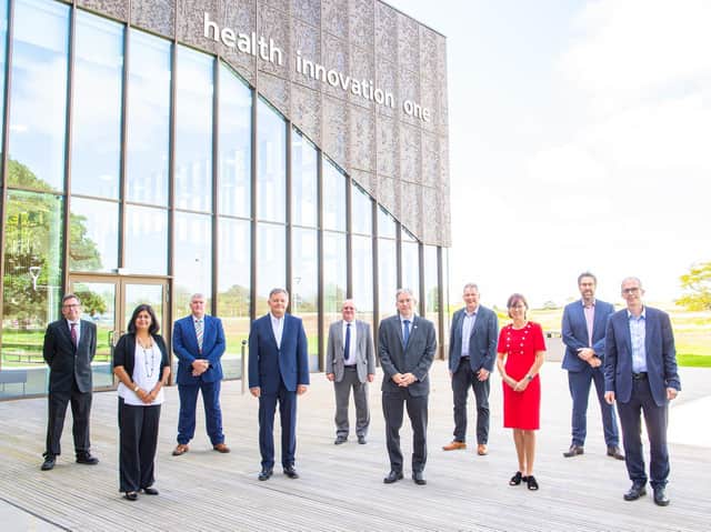 The tour of the newly completed first phase of the Health Innovation Campus.