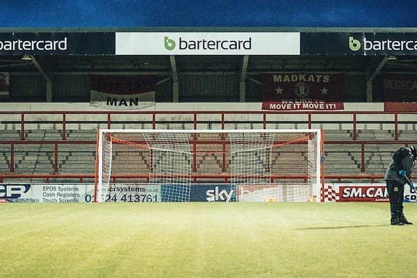 The Bartercard logo in place at Morecambe's Mazuma Stadium   Picture: Morecambe FC