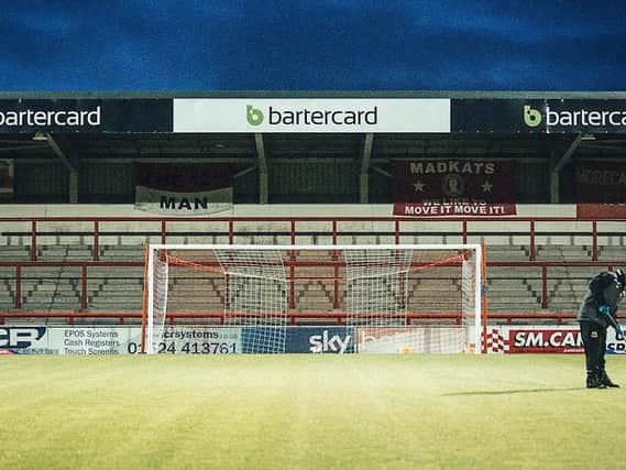 The Bartercard logo in place at Morecambe's Mazuma Stadium   Picture: Morecambe FC