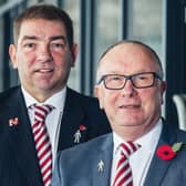 Morecambe's co-chairman Graham Howse and Rod Taylor