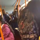 The video shows children squashed together onboard an overcrowded bus from Preston to Lancaster Girls' Grammar School on Thursday morning (September 3)