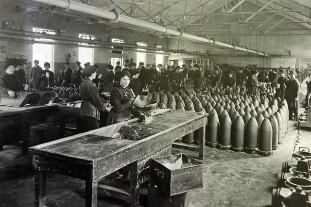 Collecting explosives for shells from the stores at White Lund.