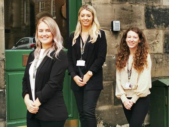 Westmorland Homecare staff outside the new branch’s office at Lancaster. From left: Katie Pennington (Care Coordinator - Recruitment), Christie Parker (Care Manager) and Sarah Macaulay (Care Coordinator - Administrator).