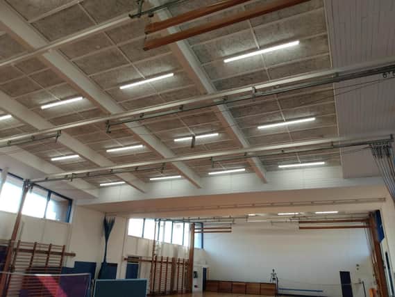 Lighting in the gym at Our Lady's Catholic College.