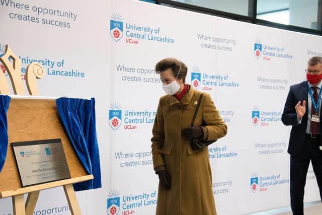 The Princess Royal, pictured with UCLan VC Prof Graham Baldwin, unveiled at plaque