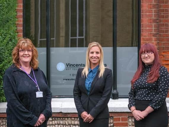 Donna Matthews, head of Vincents Solicitors’ new probate team, with Karen Cooper (left) and Amy Whiteside (right).
